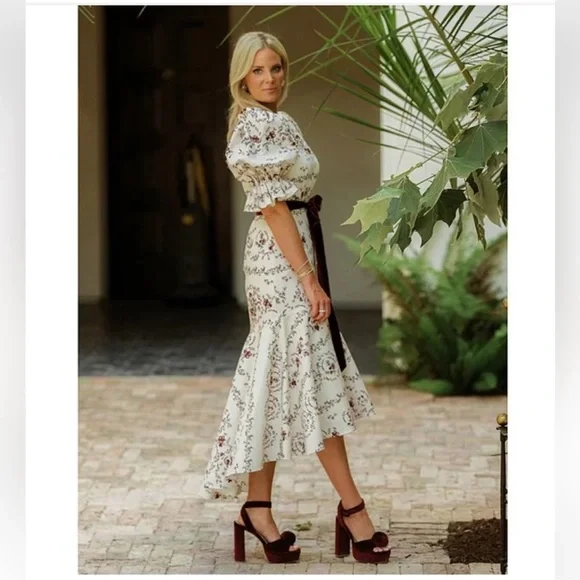 ANTONIO MELANI x NICOLA BATHIE EMILIA FLORAL PRINT DROP WAIST DRESS. - Picture 3 of 14